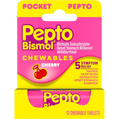 Pepto-Bismol Cherry Chewable Tablets front view