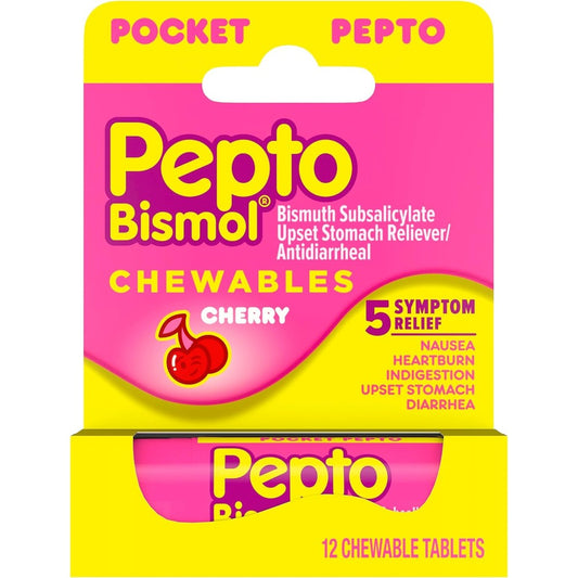 Pepto-Bismol Cherry Chewable Tablets front view