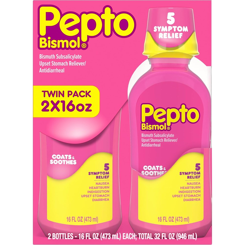 Pepto-Bismol Regular Strength Liquid twin pack front view