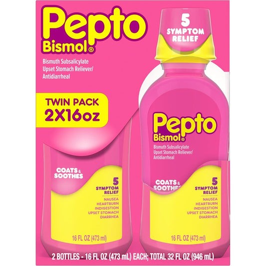 Pepto-Bismol Regular Strength Liquid twin pack front view