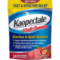 Kaopectate Strawberry Soft Chews 24 count front package view for fast adult diarrhea relief.