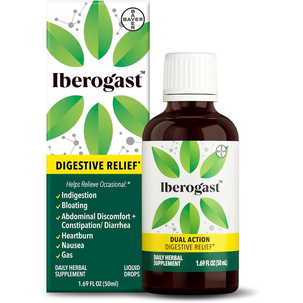 Iberogast Liquid Drops front view of the 50ml bottle for herbal digestive relief.