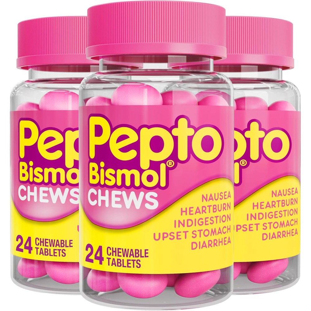 Pepto Bismol Chews 72 count front view packaging