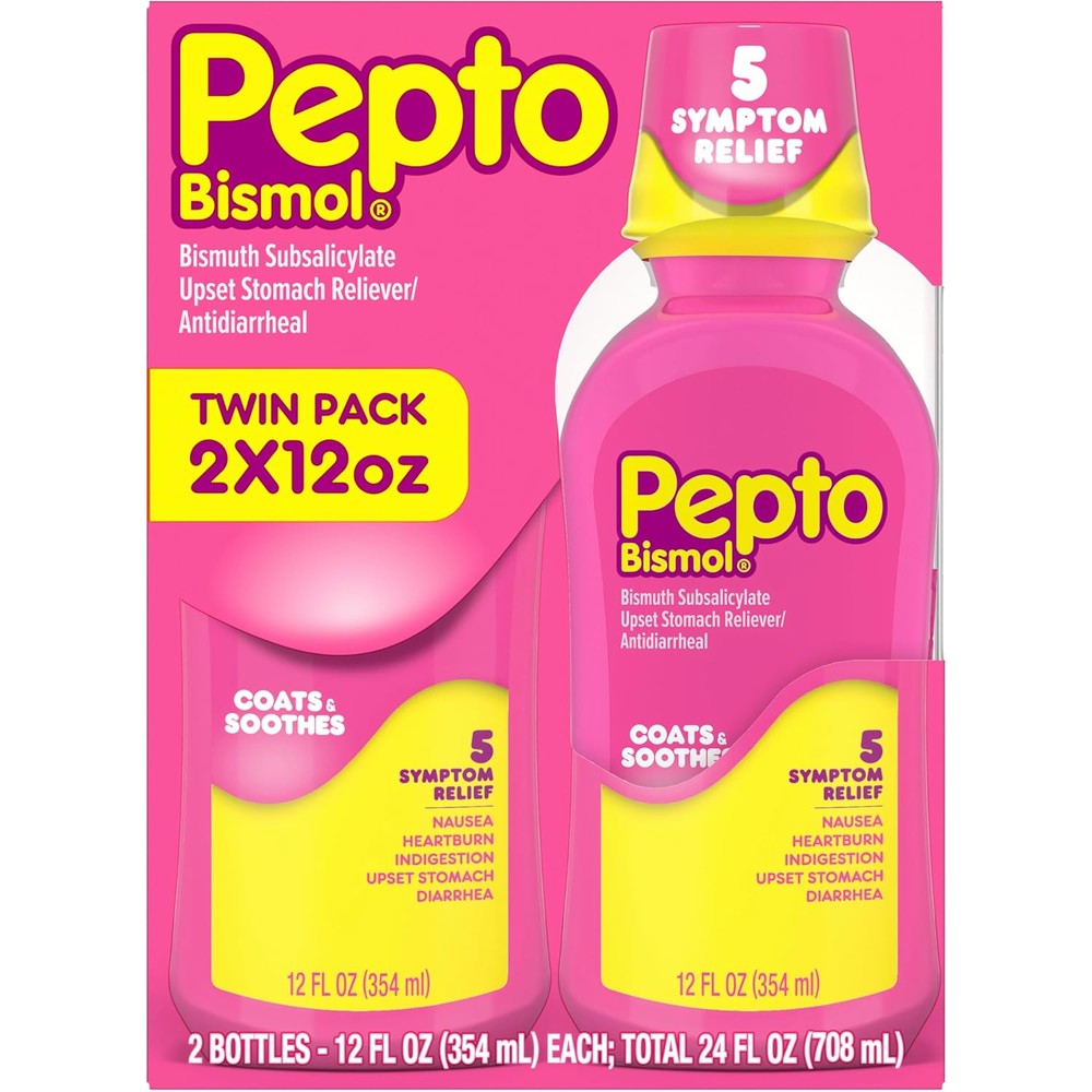Pepto Bismol Liquid Original Flavor 24 Fluid Ounces twin pack front view