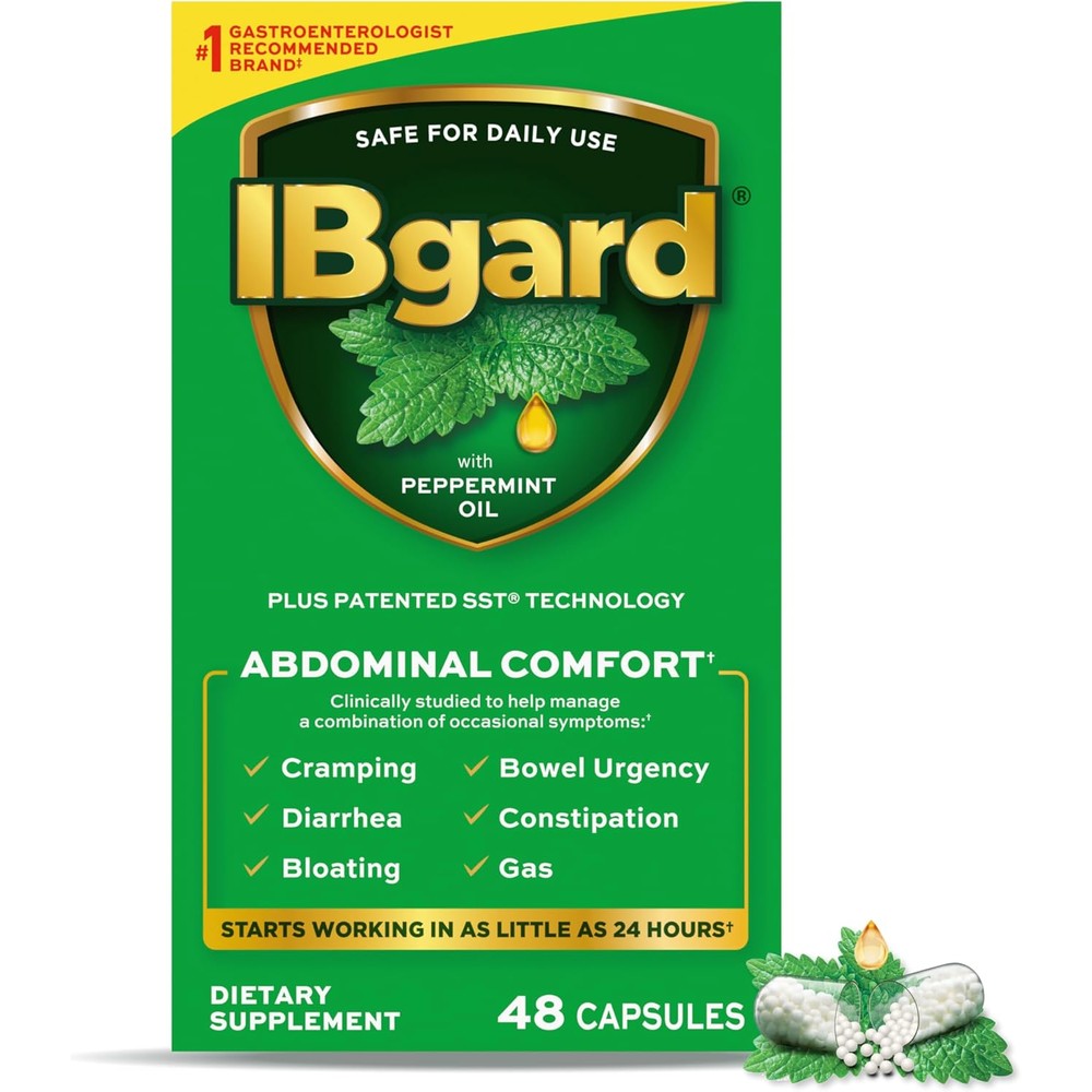 IBgard Gut Health Supplement peppermint oil capsules front view