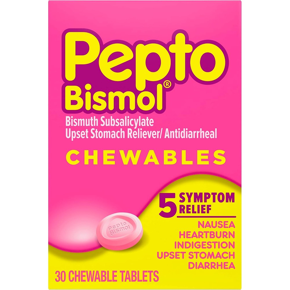 Pepto Bismol Chewable Tablets 30 Count front view packaging