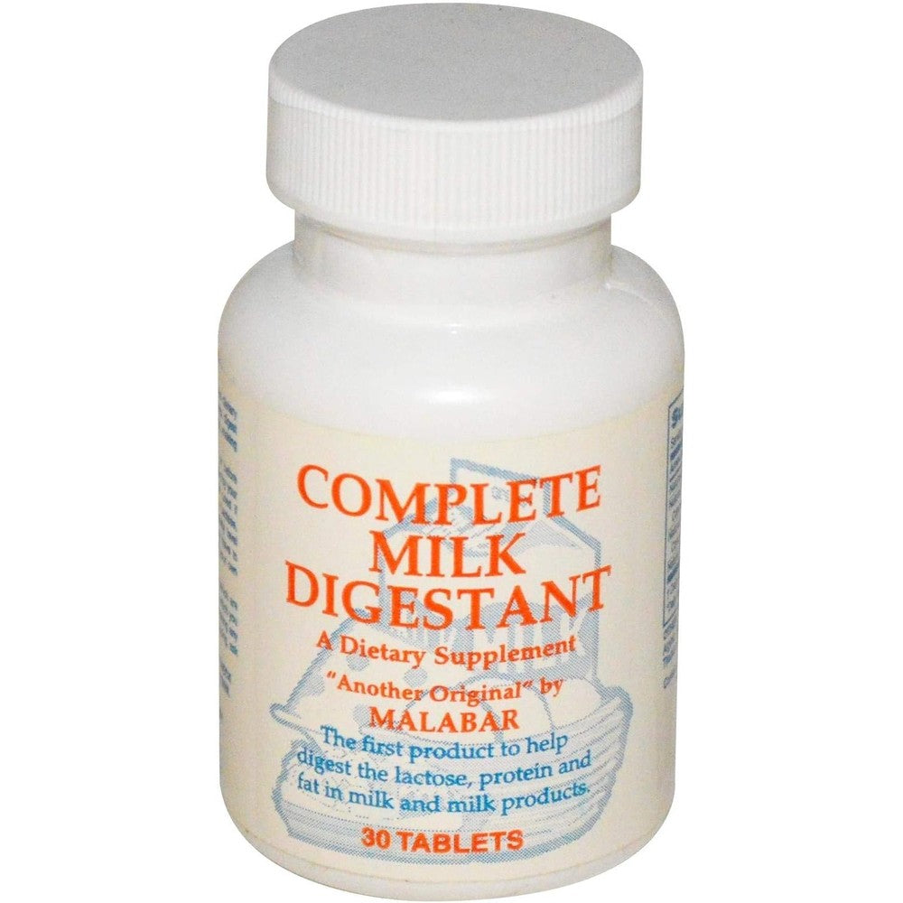 Malabar Complete Milk Digestant bottle front view for lactose intolerance support