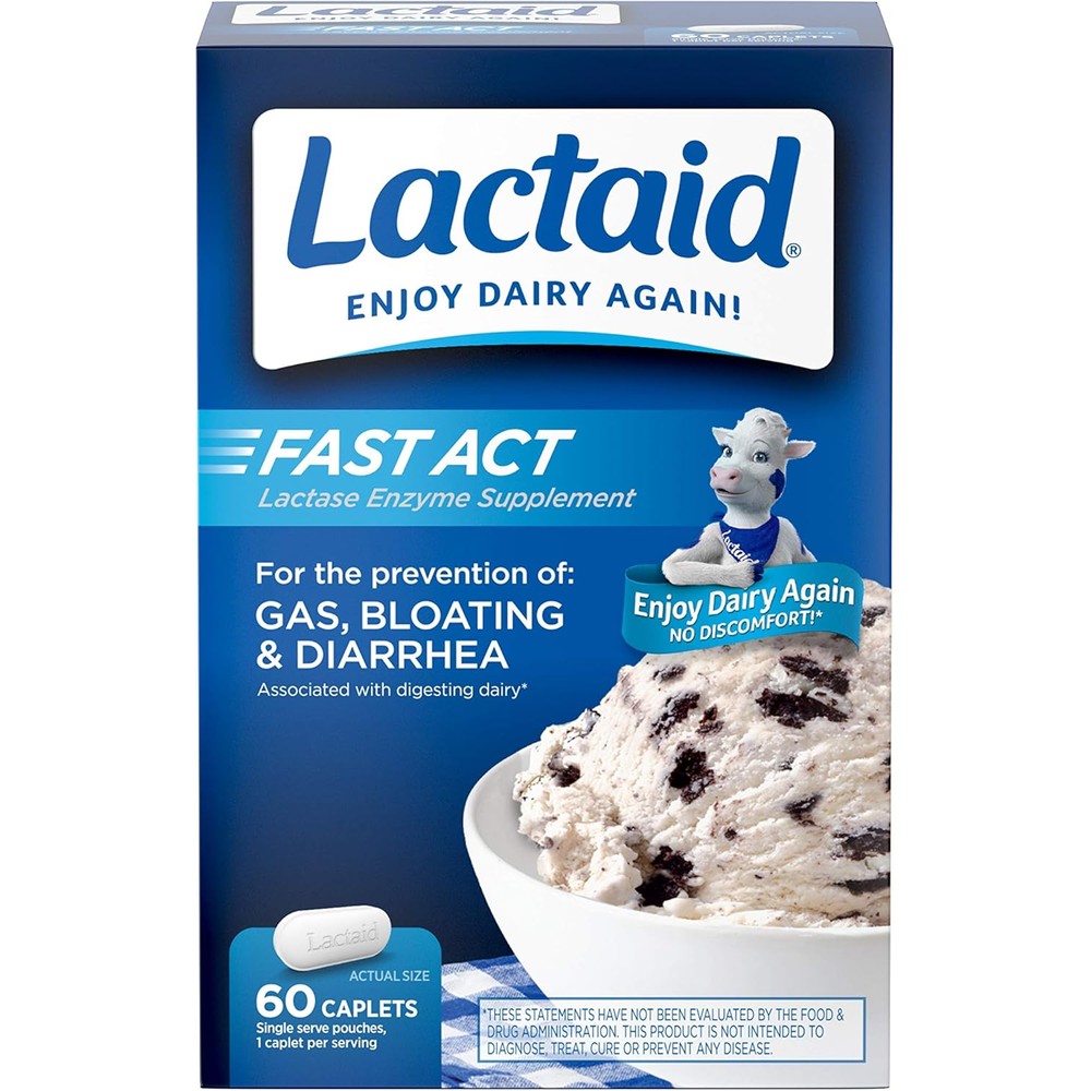 Lactaid Fast Act Lactose Intolerance Relief 60 Travel Packs front view box