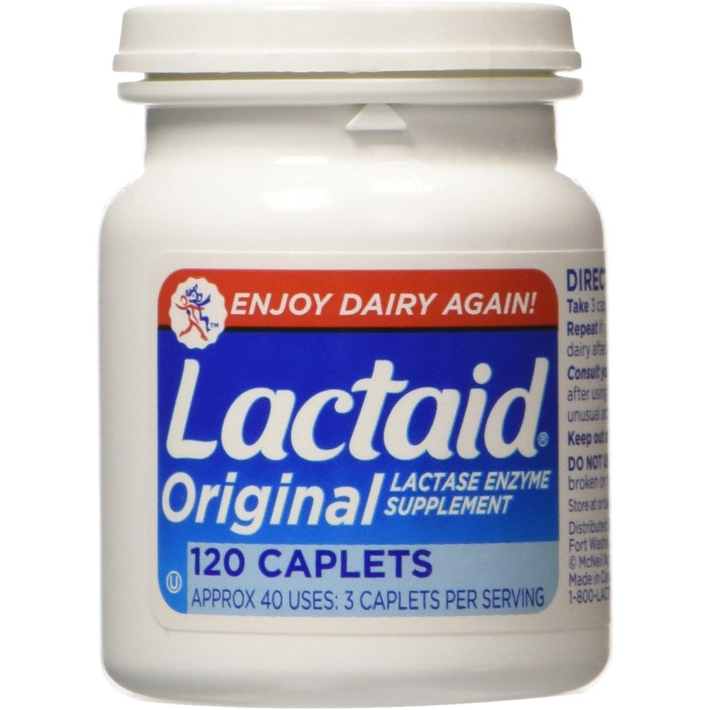 J And J Healthcare Lactaid Original Strength Caplets front view authentic imported digestive supplement