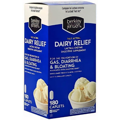 Berkley Jensen Maximum Strength Fast Acting Lactase Enzyme 180 Tablets front view bottle for dairy digestive relief