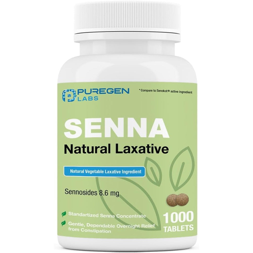 Puregen Labs Senna 8.6 mg tablets 1000 count front bottle view