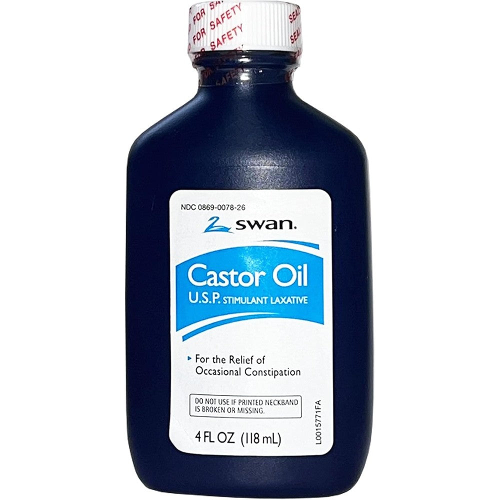 Swan Castor Oil USP 100% Stimulant Laxative front view bottle