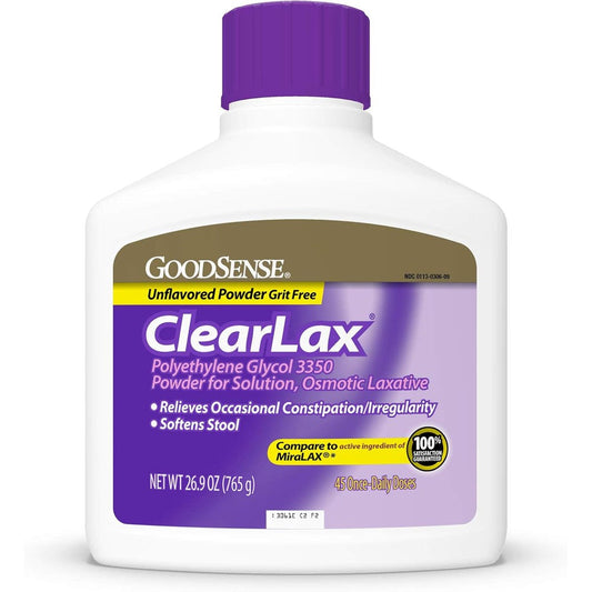GoodSense Polyethylene Glycol 3350 bottle front view
