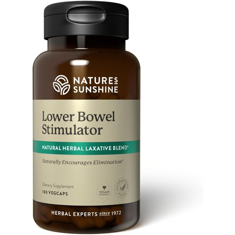 Nature's Sunshine Lower Bowel Stimulator bottle front view for digestive health