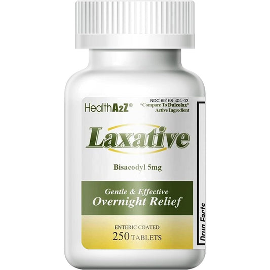 HealthA2Z Laxative Bisacodyl 5 Milligram Tablets, 250 Count, Gentle And Reliable Overnight Constipation Relief - Image 1