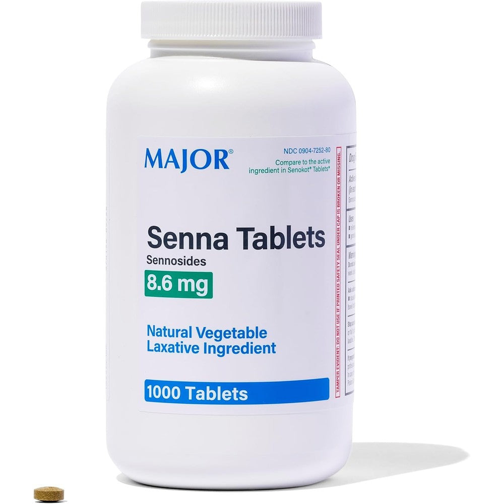 Major Senna 8.6mg Natural Vegetable Laxative Tablets bottle front view