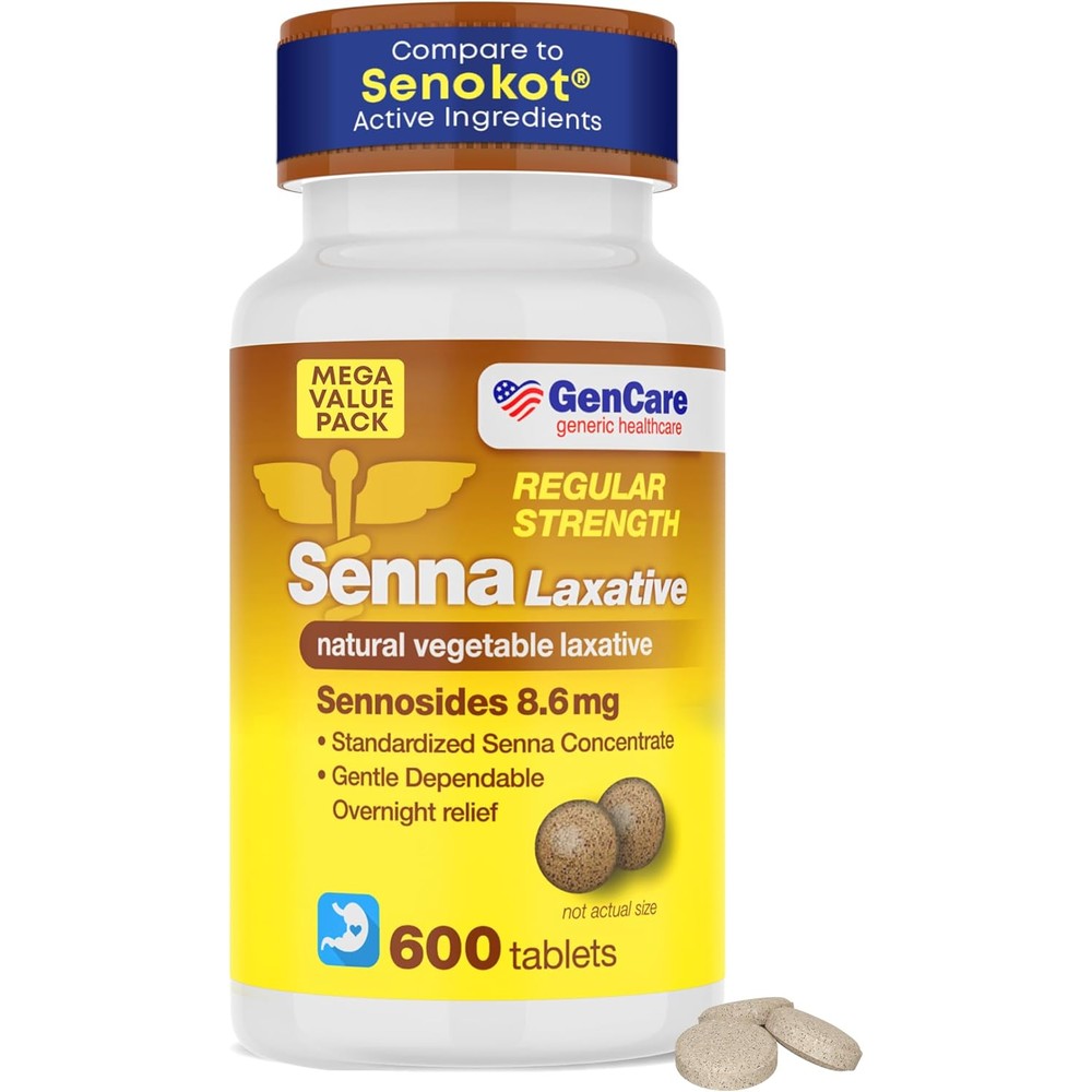 GenCare Senna Laxative 600 Tablets bottle front view