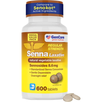 GenCare Senna Laxative 600 Tablets bottle front view
