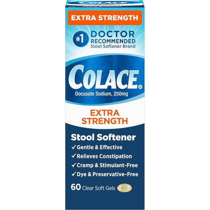 Colace Extra Strength Stool Softener bottle front view 60 count