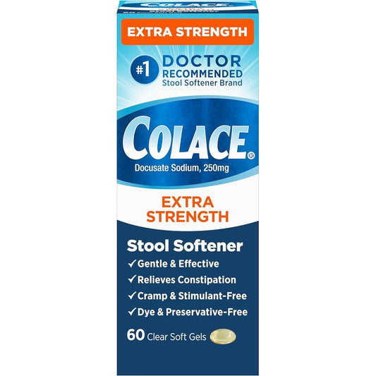 Colace Extra Strength Stool Softener bottle front view 60 count