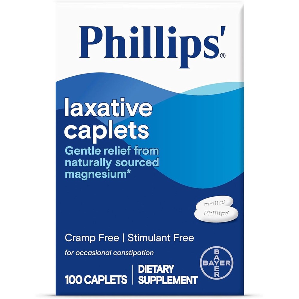 Phillips' Laxative Magnesium Caplets 100 count front packaging