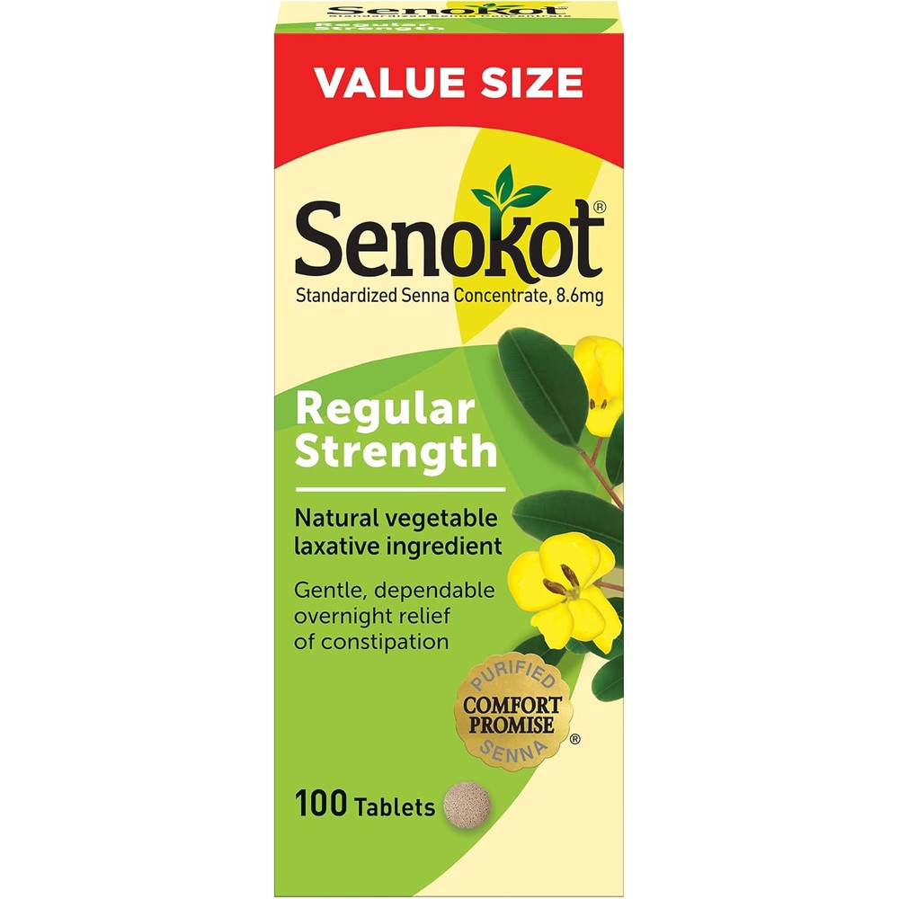 Senokot Regular Strength Senna Laxative Tablets 100 Count front view