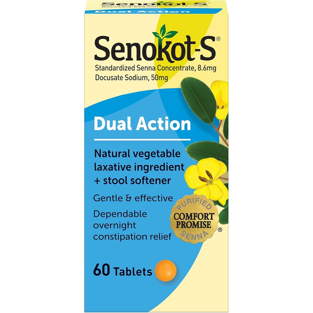 Senokot-S Dual Action 60 Tablets front view for constipation relief