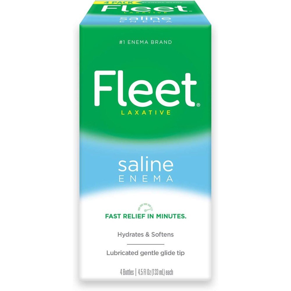 Fleet Laxative Saline Enema for Adult Constipation 4 bottle pack front view