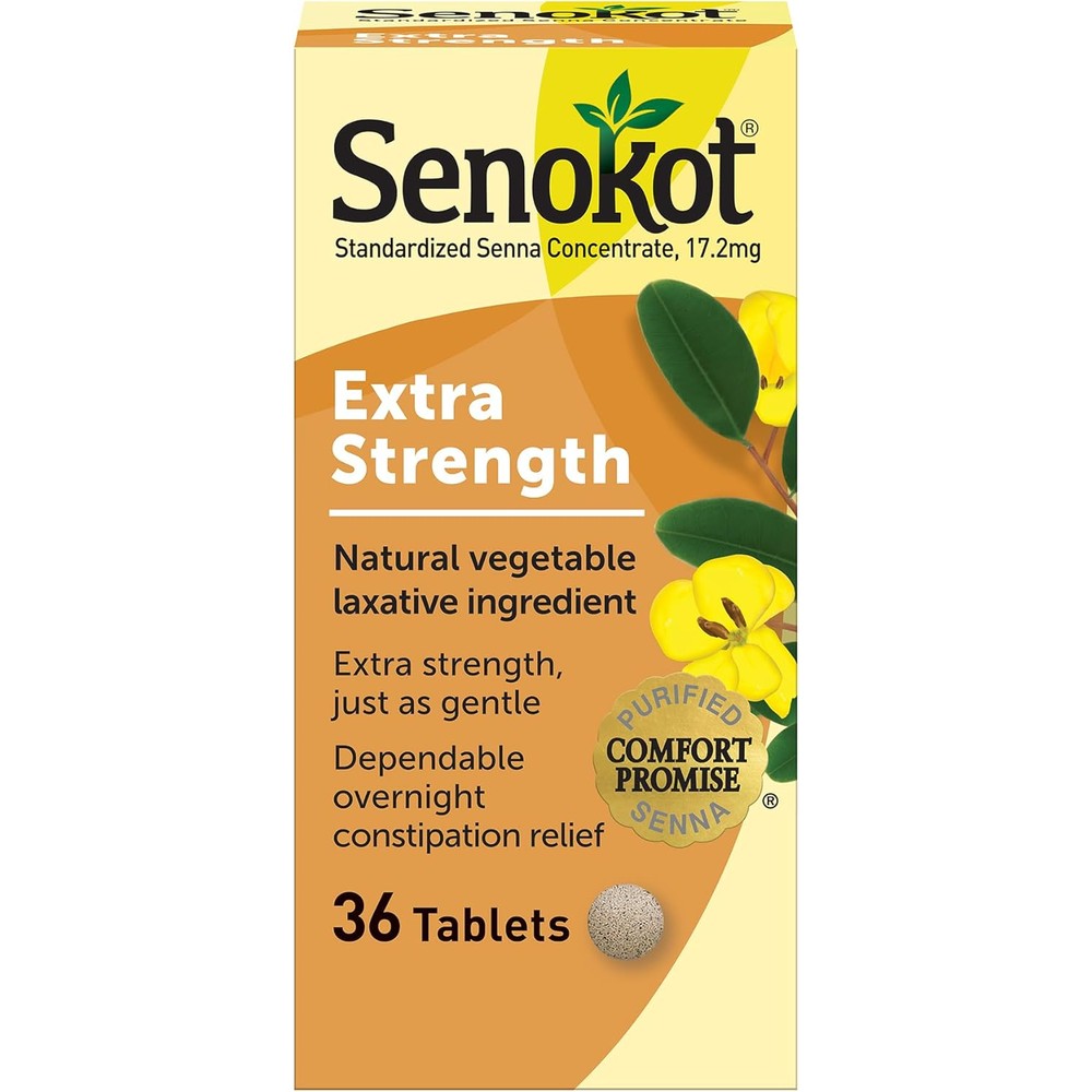 Senokot Extra Strength Senna Laxative Tablets front box packaging