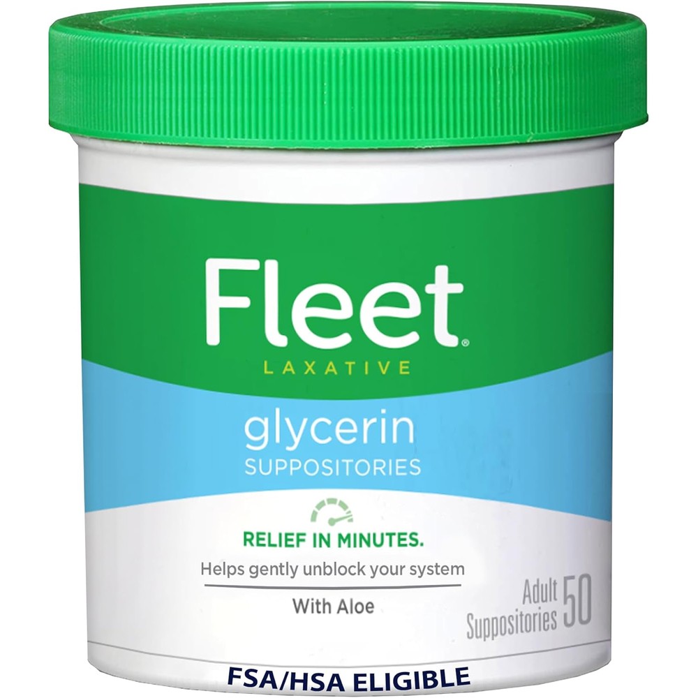 Fleet Laxative Glycerin Suppositories for Adult Constipation 50 Count jar front view