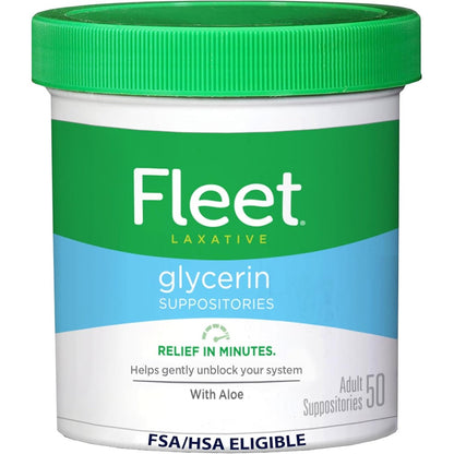 Fleet Laxative Glycerin Suppositories for Adult Constipation 50 Count jar front view