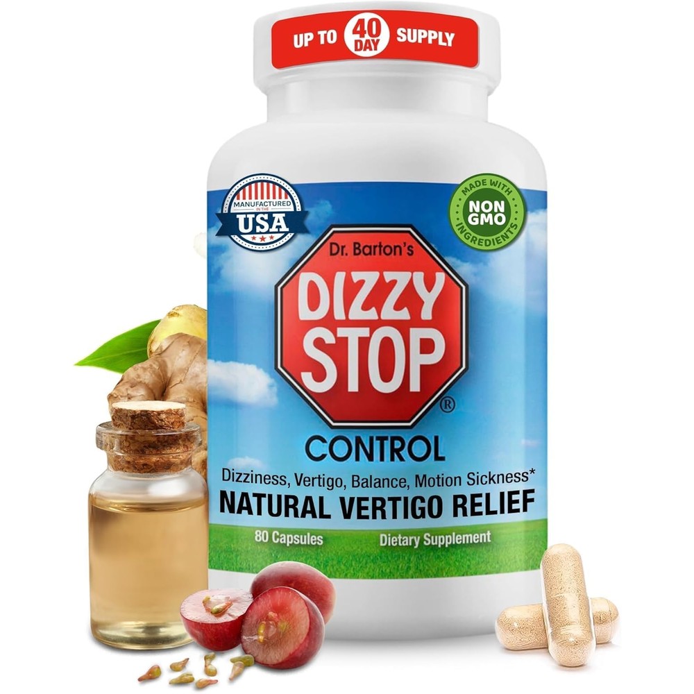 Dizzy Stop Vertigo Relief and Motion Sickness 80 count bottle front view