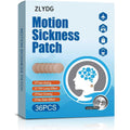 ZLYDG motion sickness patch box front view showing packaging for travel relief