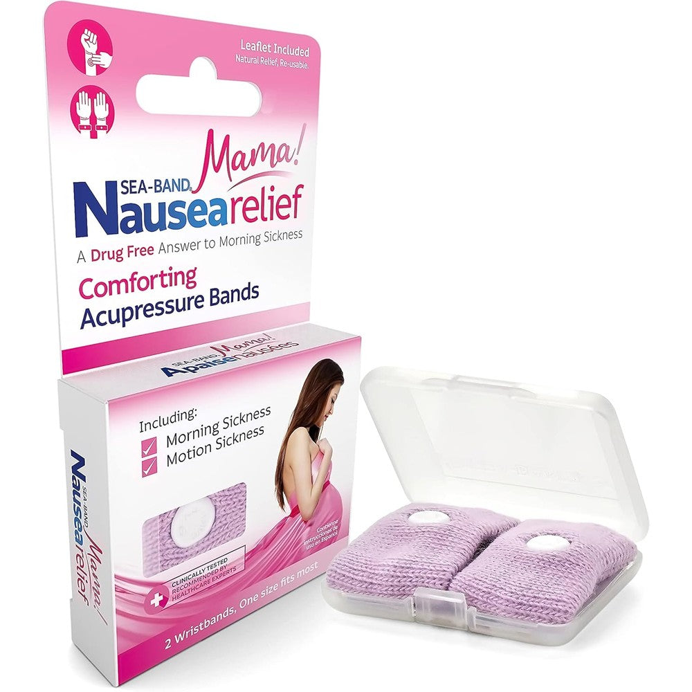 Sea-Band Mama anti nausea acupressure wristbands front view packaging