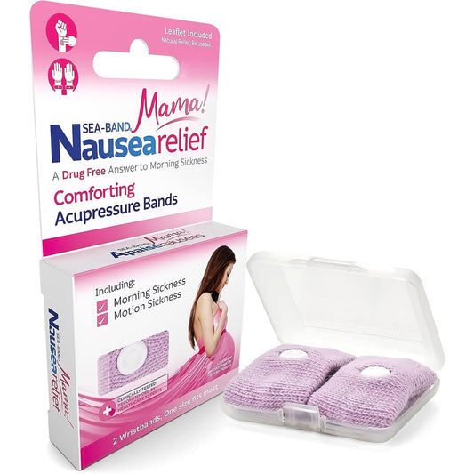 Sea-Band Mama anti nausea acupressure wristbands front view packaging