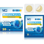 MQ Motion Sickness Patches front view of the twenty count box packaging.