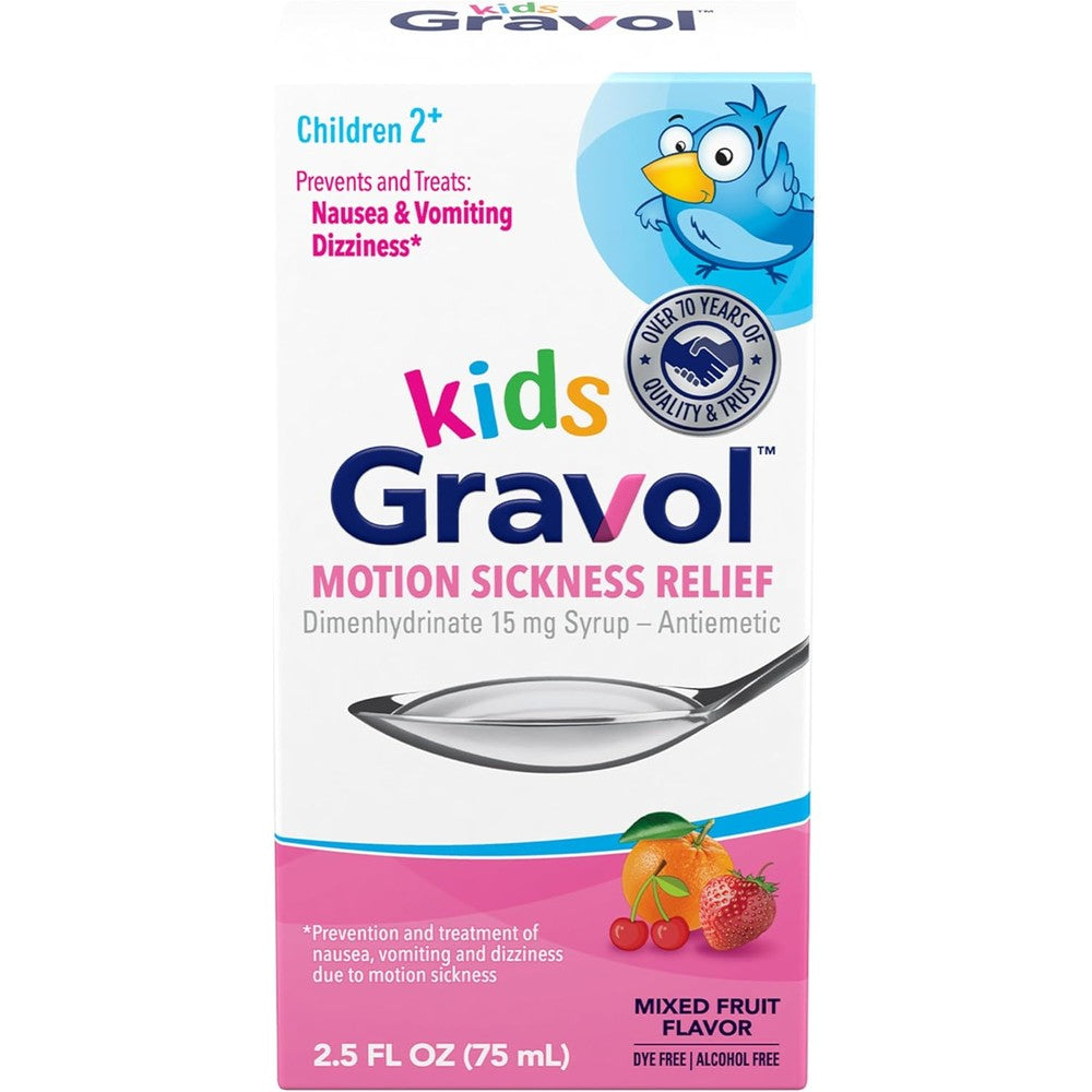 Gravol Kids Liquid motion sickness relief bottle front view