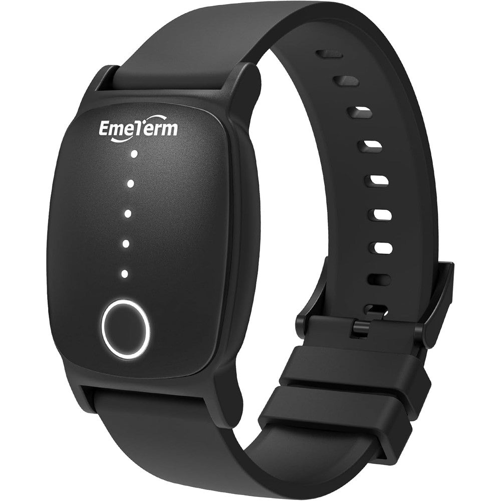 EmeTerm Explore anti nausea wristband in Galaxy Black front view showcasing classic strap design.