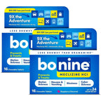 Bonine Non Drowsy Motion Sickness Relief front packaging showing thirty two chewable tablets