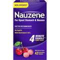 Nauzene non drowsy upset stomach and nausea relief chewable tablets front packaging view