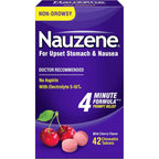 Nauzene non drowsy upset stomach and nausea relief chewable tablets front packaging view