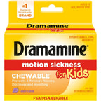Dramamine Kids Motion Sickness Relief 8 count front view packaging
