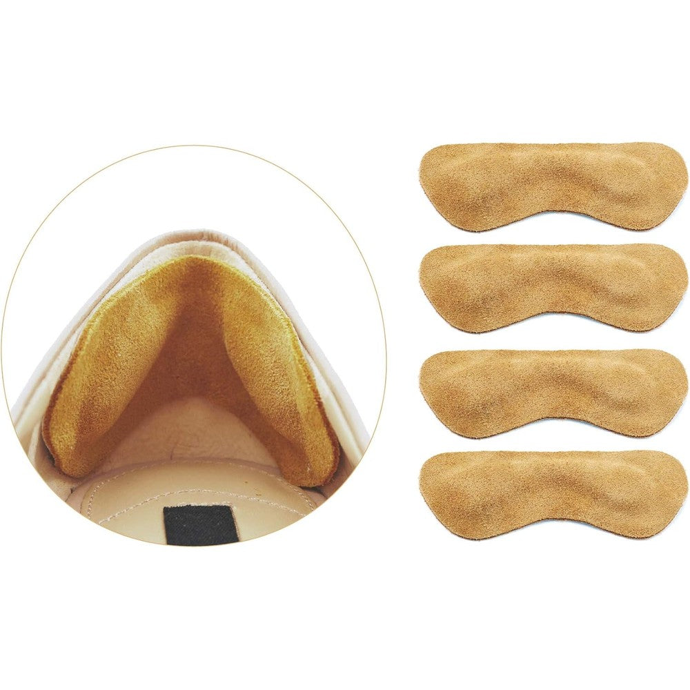 SPACE LION Premium Leather Heel Grips front view showing soft cowhide texture.