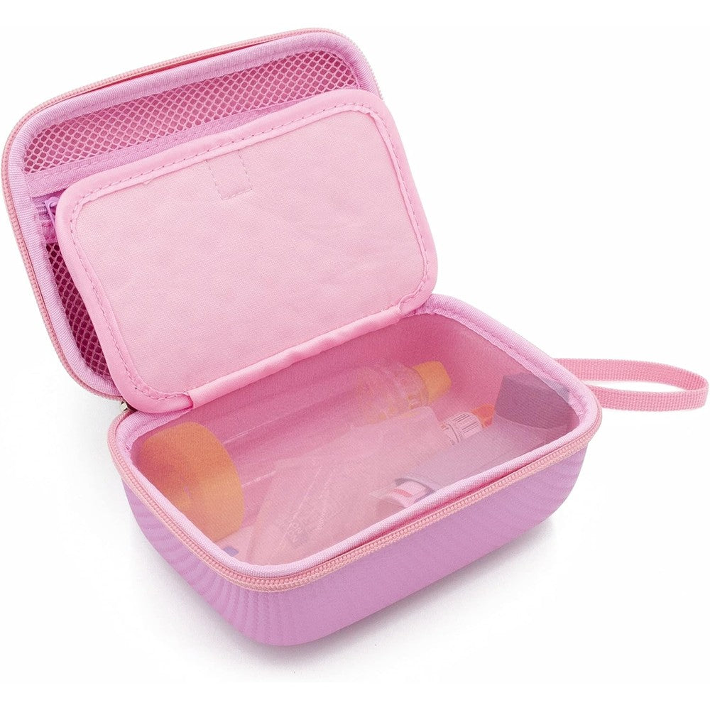 CASEMATIX pink travel case bag front view closed showing hard shell protective exterior