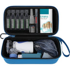 Elonbo carrying case for portable handheld inhaler front view in blue color.