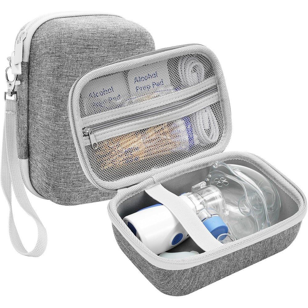 ProCase portable nebulizer travel carrying case front view in grey showing hard shell exterior.