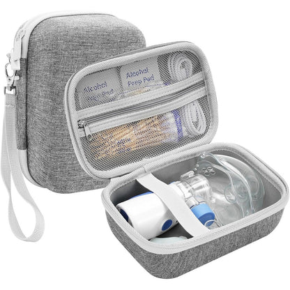 ProCase portable nebulizer travel carrying case front view in grey showing hard shell exterior.