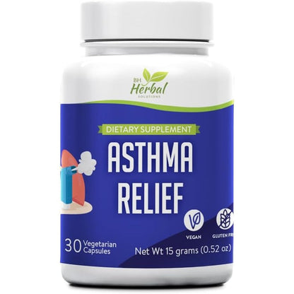 BH Herbal Solutions Asthma Relief front view bottle for natural lung support