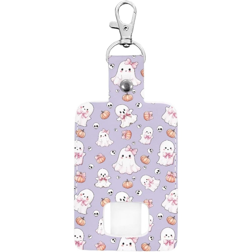 Rnyleeg Halloween Ghost Asthma Inhaler Case front view showing the cute purple smiling ghost design.