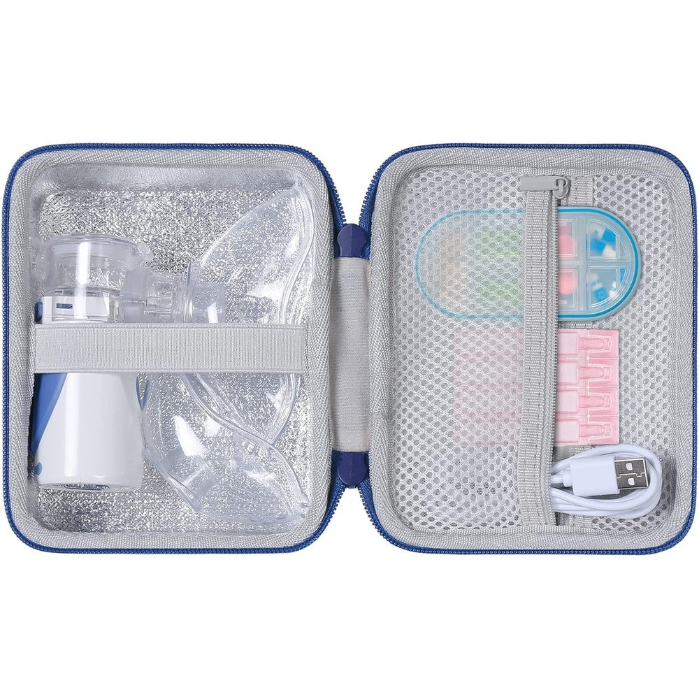 Aenllosi hard storage case for portable nebulizer front view showing grey shockproof exterior